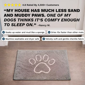 PetLab Grubby Paw Doormat - Traps Dirt Instantly (Ultra Absorbent Microfibre Chenille)