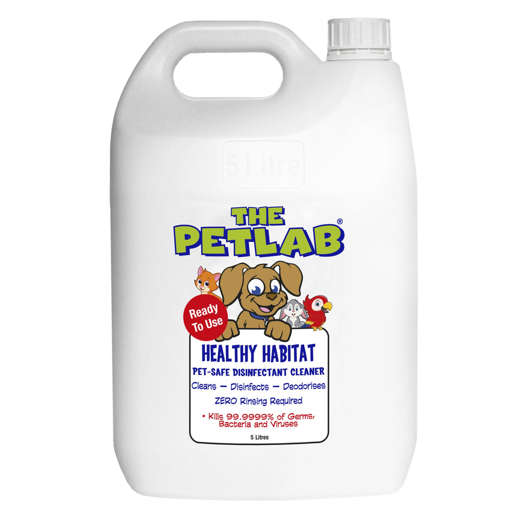 PetLab Healthy Habitat 5L Cleaner, Disinfectant & Odour Eliminator Ready To Use Formula